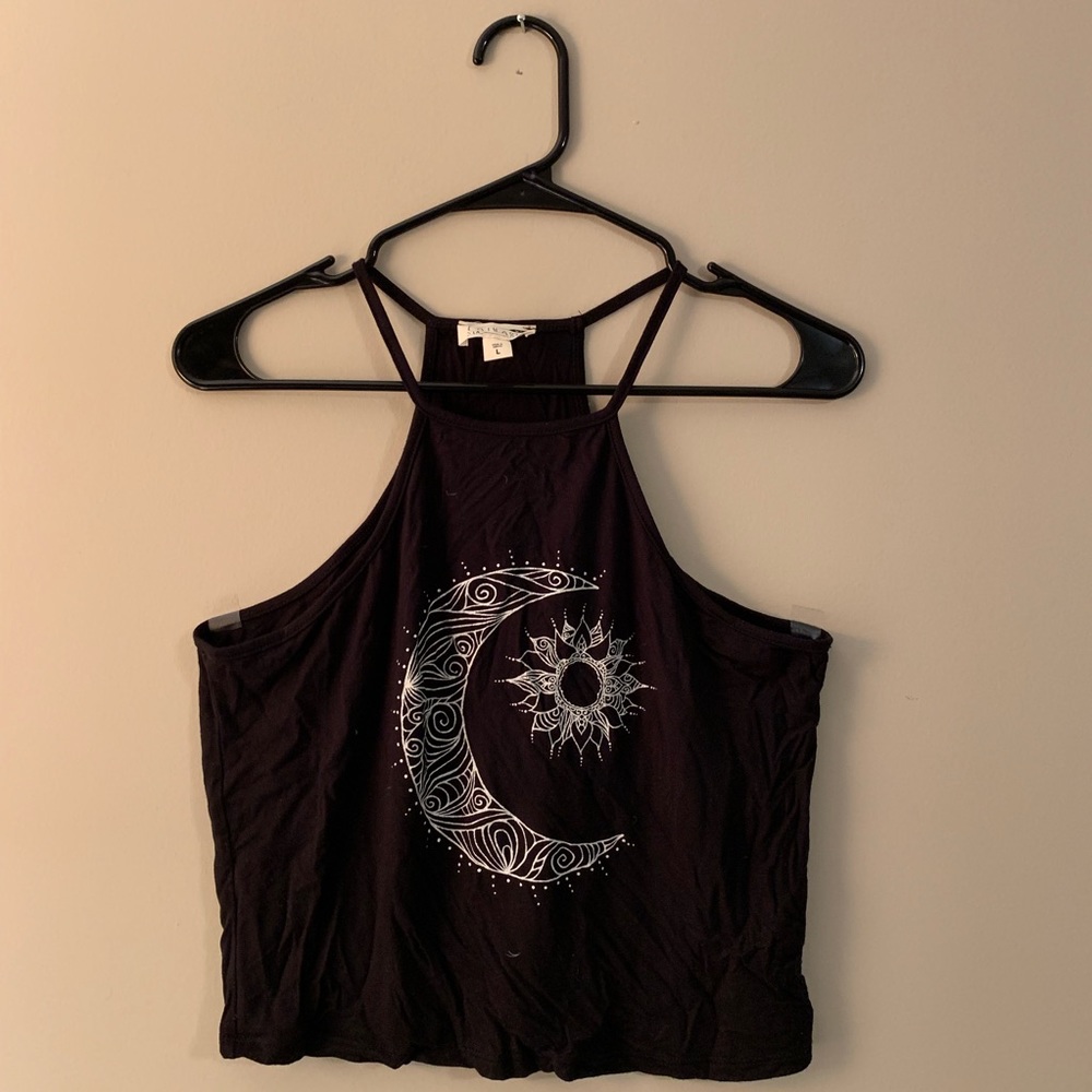 PacSun LA Hearts Moon Black Crop Halter